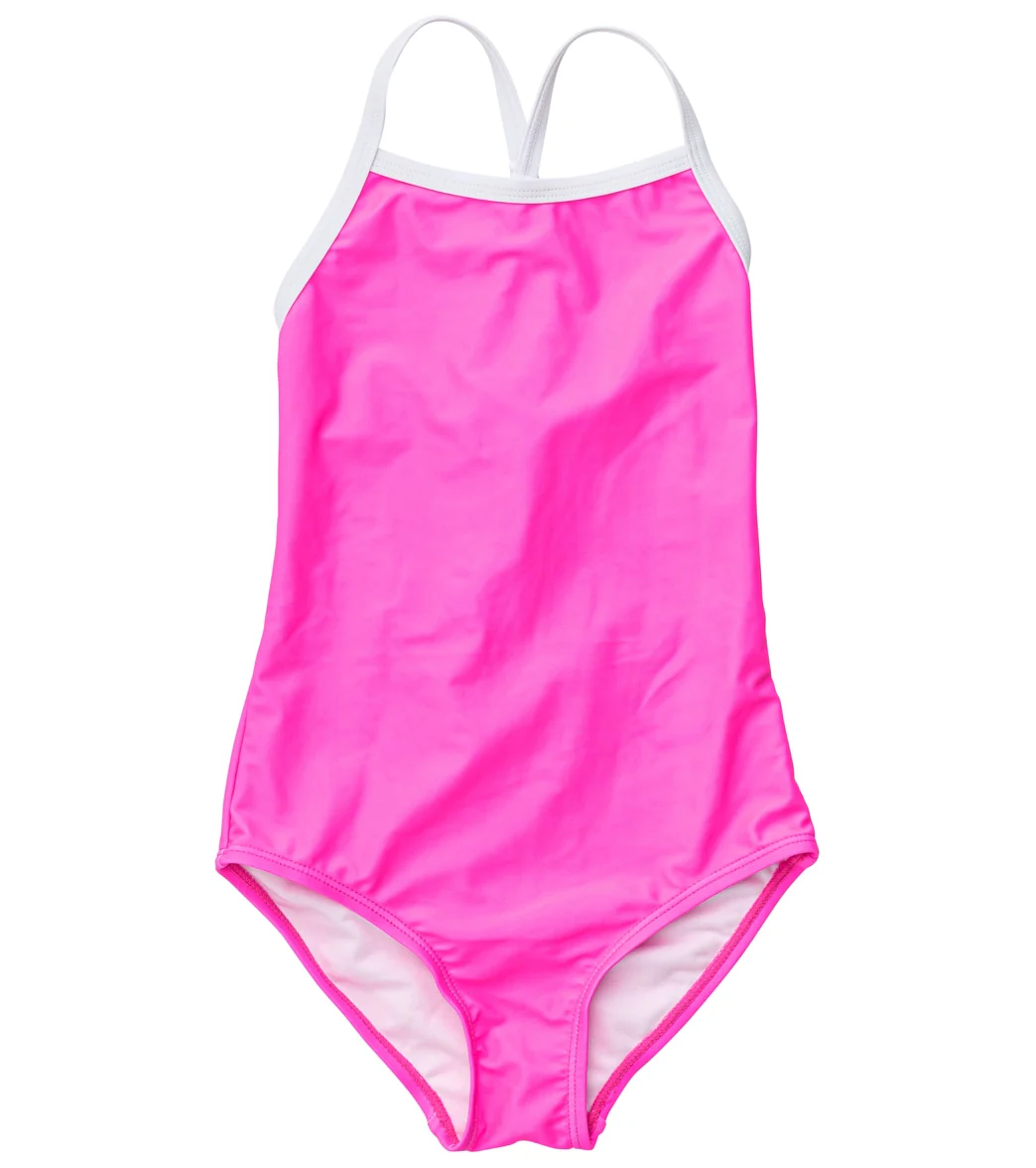 Snapper Rock Girls' Neon Queen Pink X Back Tie Swimsuit (Little Kid, Big Kid) - Image 7