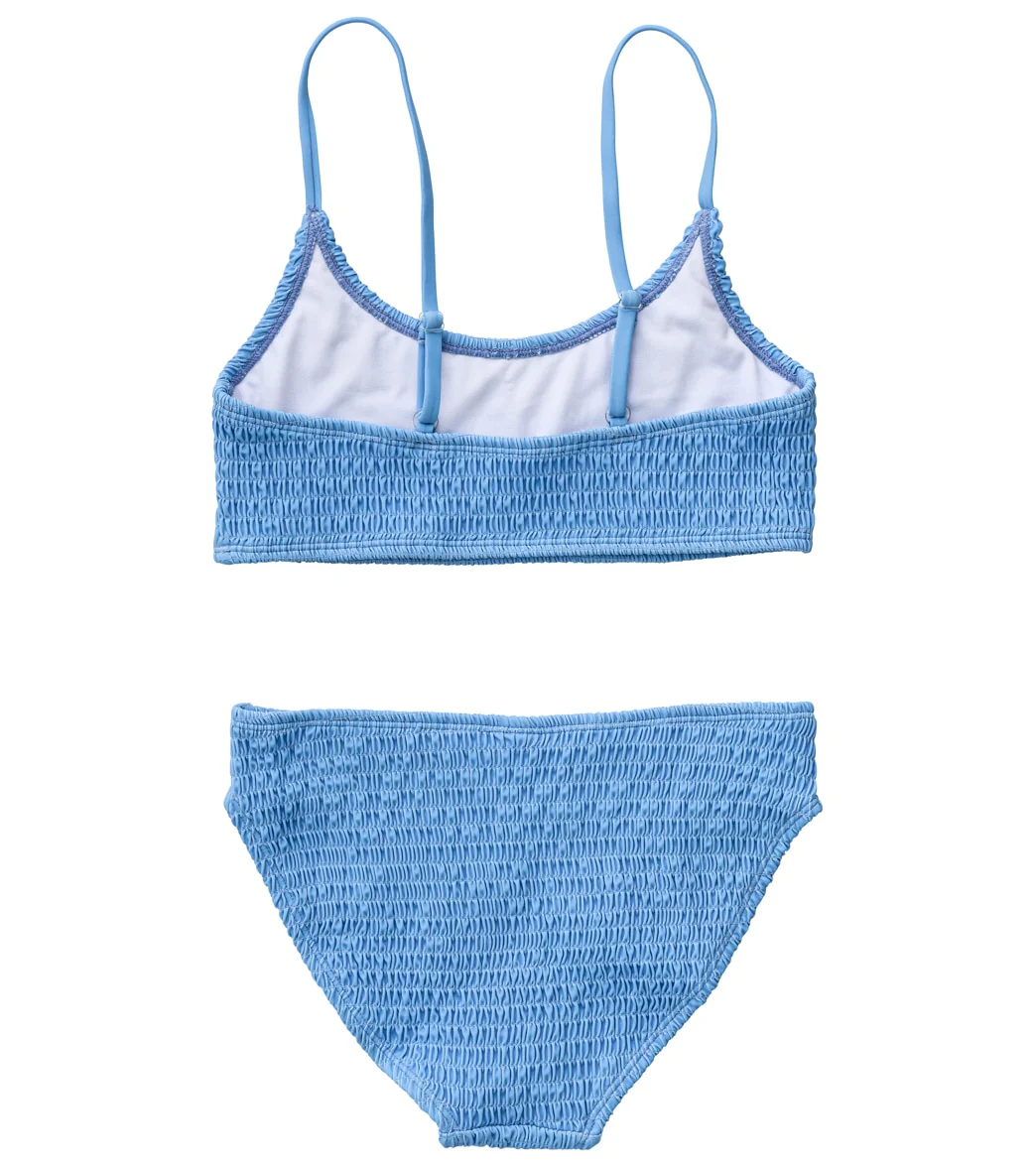 Snapper Rock Girls' Powder Blue Sustainable Shirred Bikini Set (Little Kid, Big Kid) - Image 2