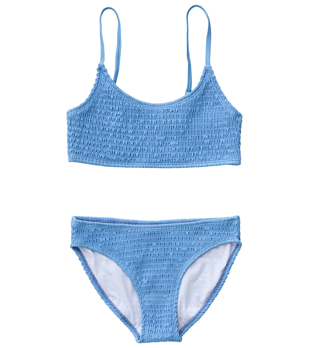 Snapper Rock Girls' Powder Blue Sustainable Shirred Bikini Set (Little Kid, Big Kid) - Image 7