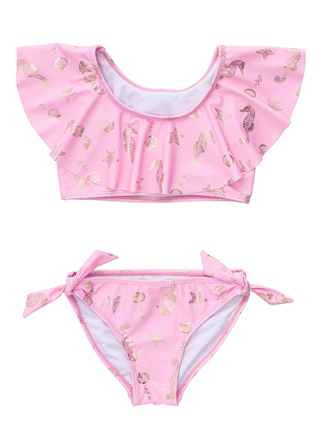 Snapper Rock Girls' Seahorse Sparkle Shoulder Flounce Bikini Set (Toddler, Little Kid, Big Kid) - Image 7
