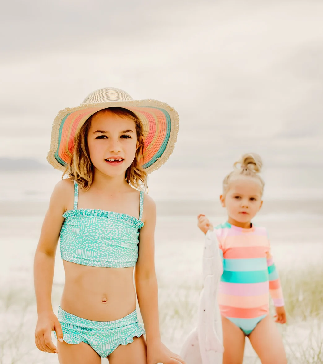 Snapper Rock Girls' Spearmint Spot Frilled Bandeau Bikini Set (Toddler, Little Kid, Big Kid) - Image 4