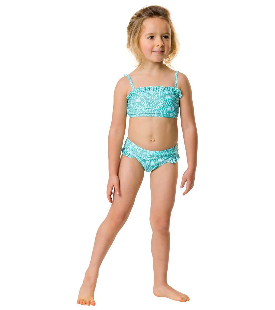 Snapper Rock Girls' Spearmint Spot Frilled Bandeau Bikini Set (Toddler, Little Kid, Big Kid) - Image 7