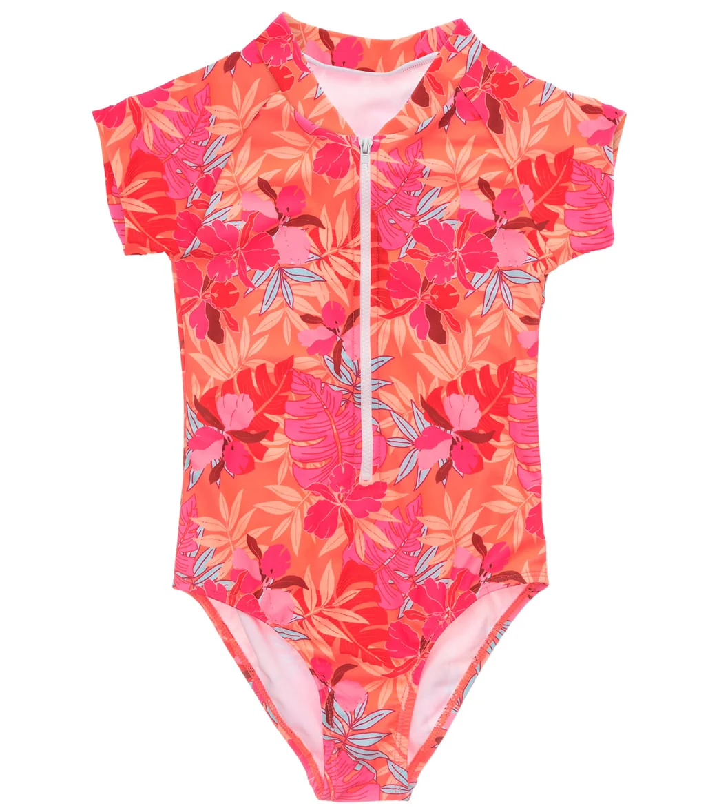 Snapper Rock Girls' Tropical Punch Short Sleeve One Piece Surf Suit (Toddler, Little Kid, Big Kid)