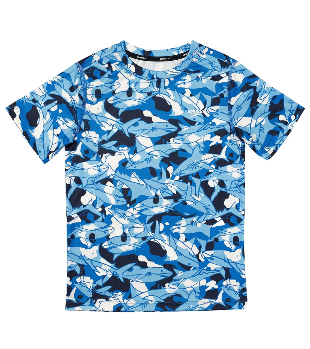 Speedo Boy's Short Sleeve Printed Swim Shirt (Little Kid, Big Kid) - Image 5