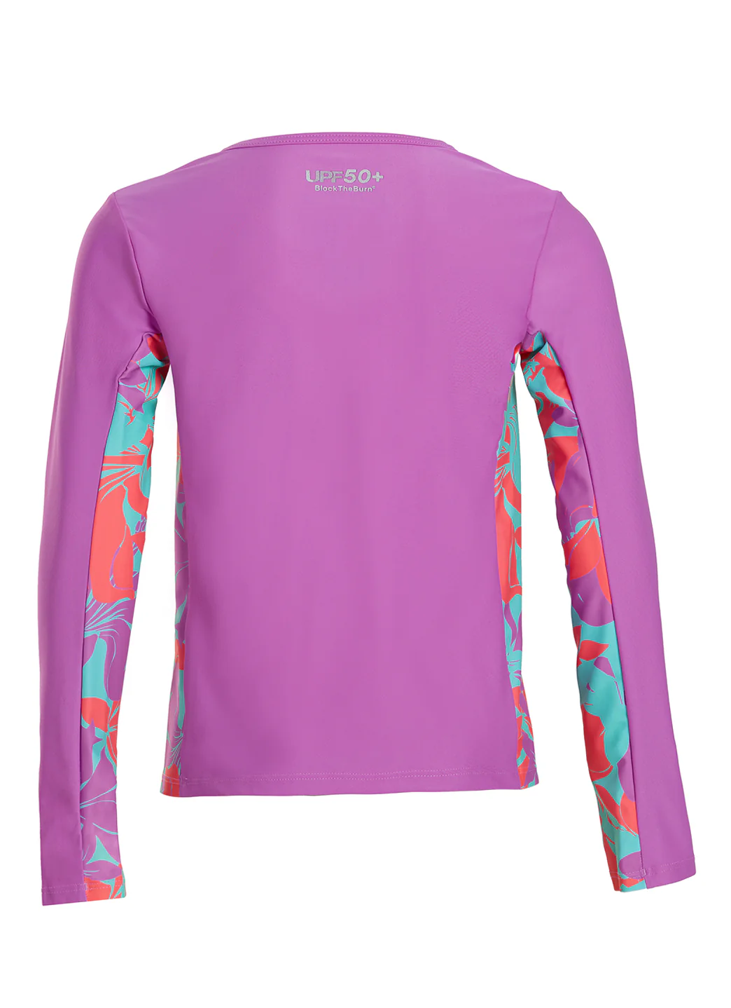 Speedo Girls' Long Sleeve Printed Splice Rash Guard (Little Kid, Big Kid) - Image 15