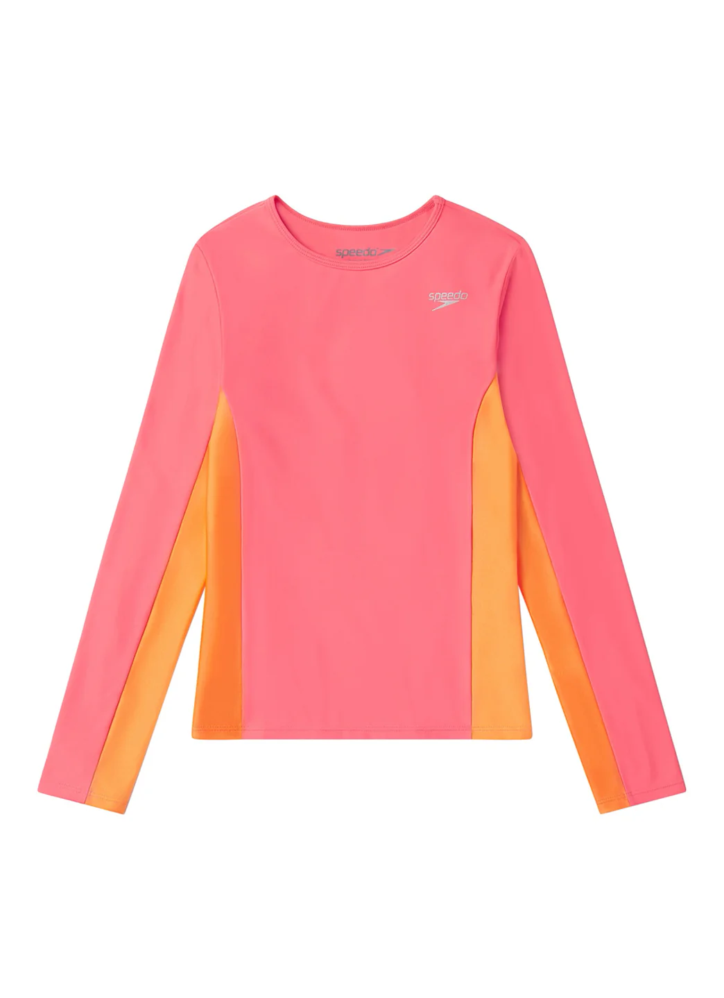 Speedo Girls' Long Sleeve Printed Splice Rash Guard (Little Kid, Big Kid) - Image 5