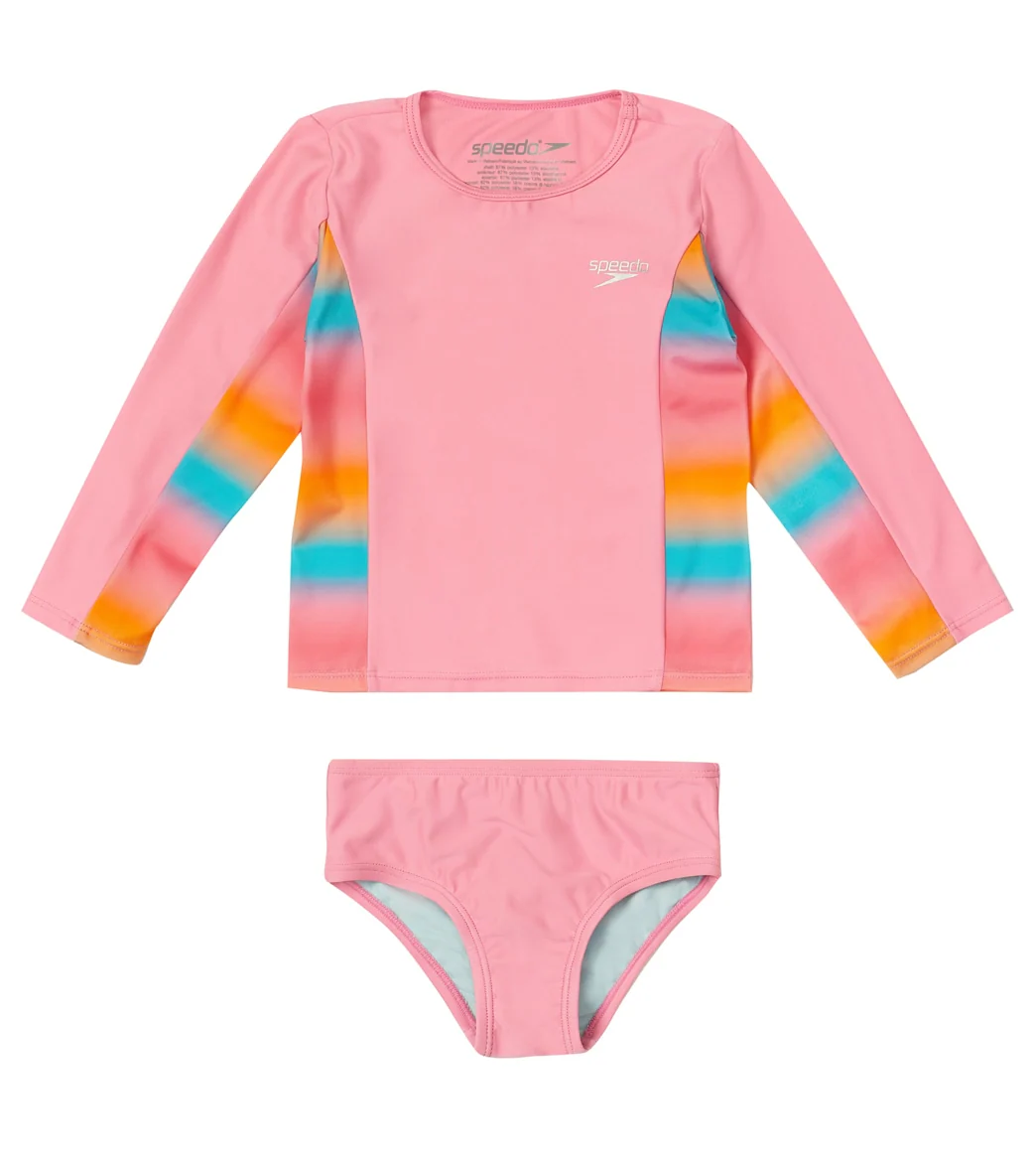 Speedo Girls' Long SleeveTwo Piece Rashguard Set (Baby, Toddler) - Image 4