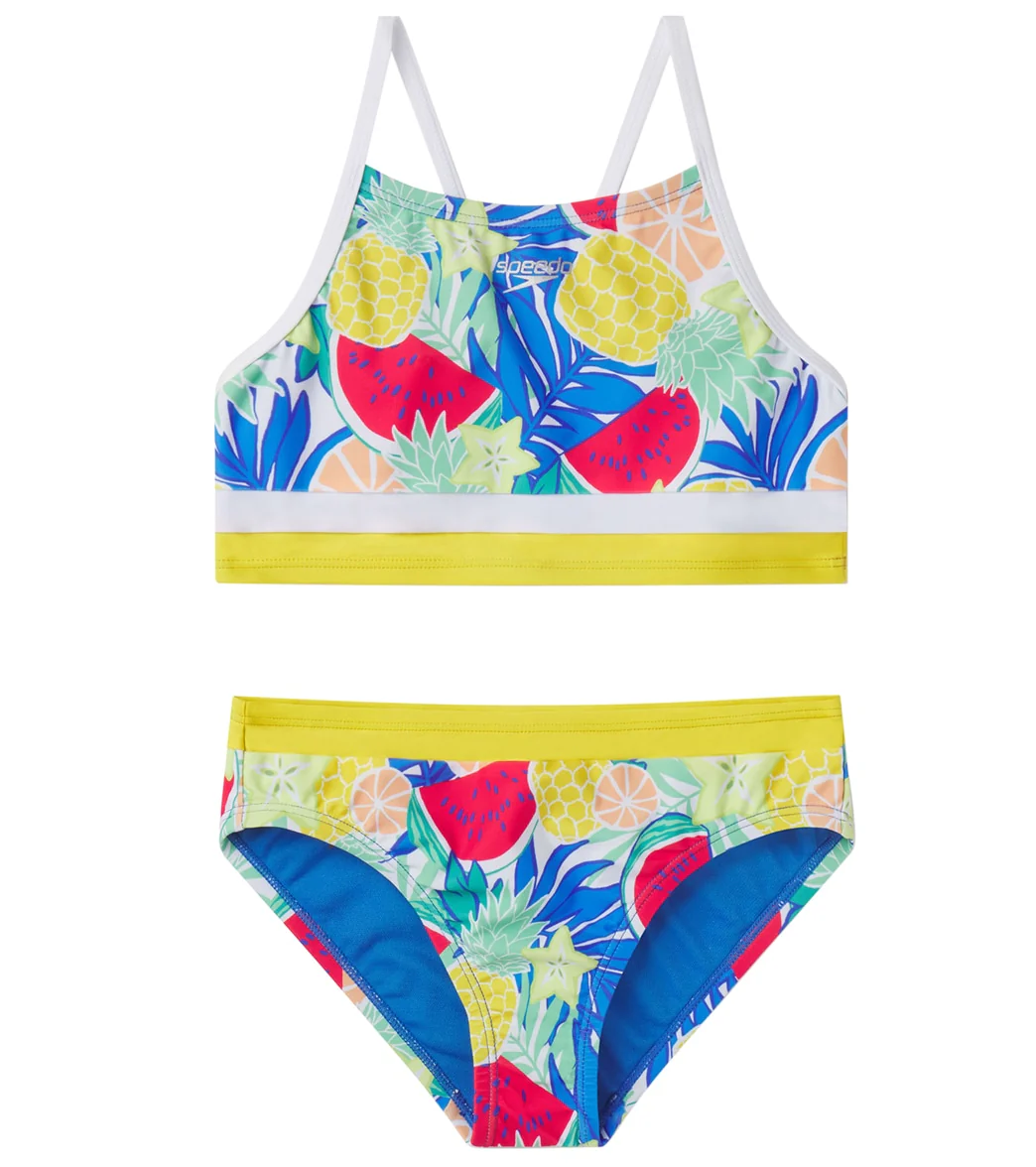 Speedo Girls' Print Block Two Piece Bikini Set (Big Kid) - Image 5