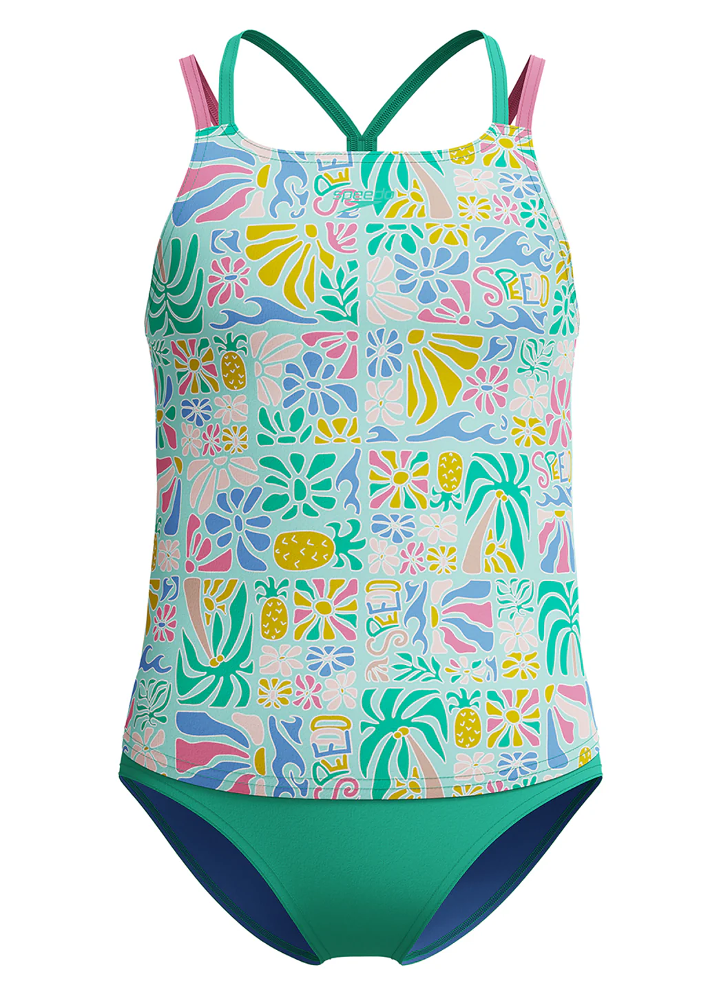 Speedo Girls' Print Strappy Two Piece Tankini Set (Little Kid, Big Kid) - Image 2