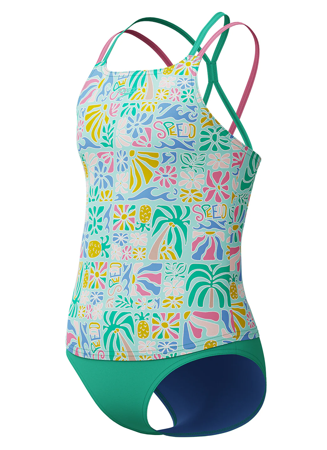Speedo Girls' Print Strappy Two Piece Tankini Set (Little Kid, Big Kid) - Image 6