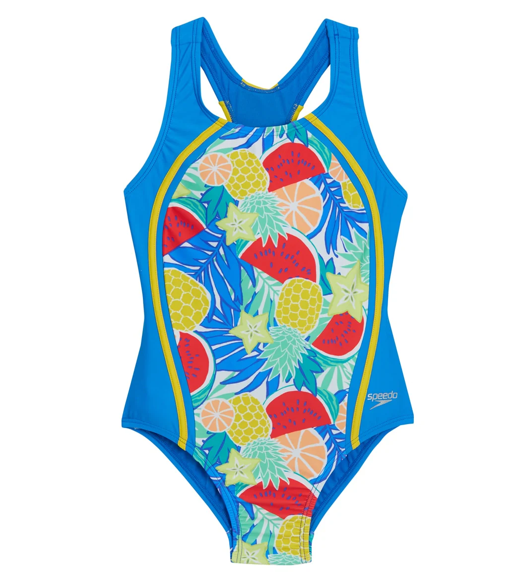 Speedo Girls' Printed Sport Splice One Piece Swimsuit (Big Kid) - Image 8