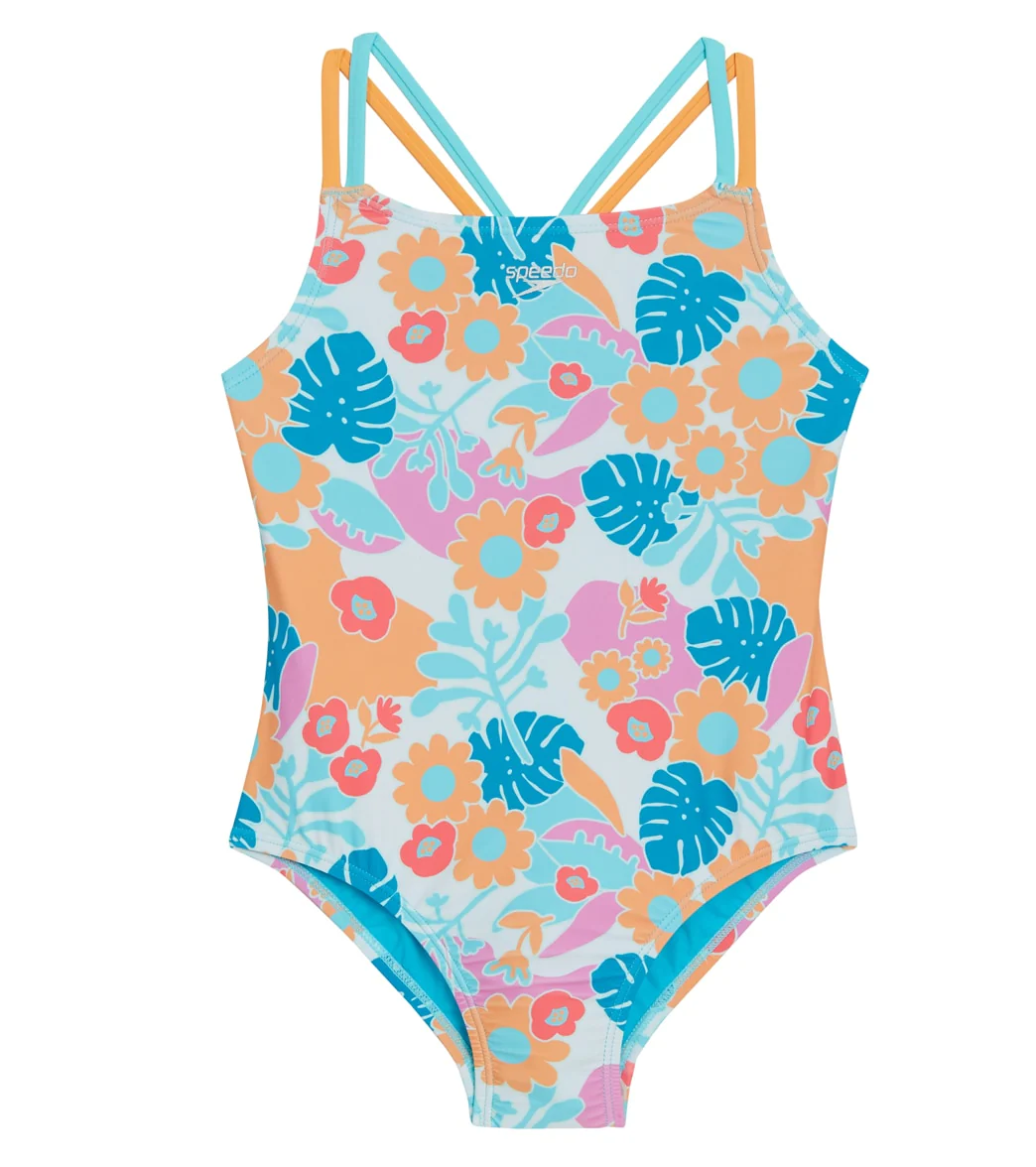 Speedo Girls' Printed Strappy One Piece Swimsuit (Big Kid) - Image 2