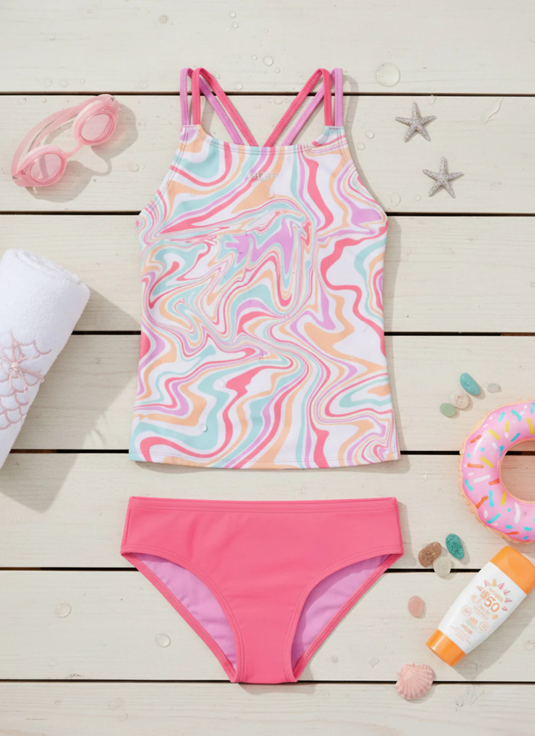 Speedo Girls' Printed Tankini Set (Big Kid) - Image 17
