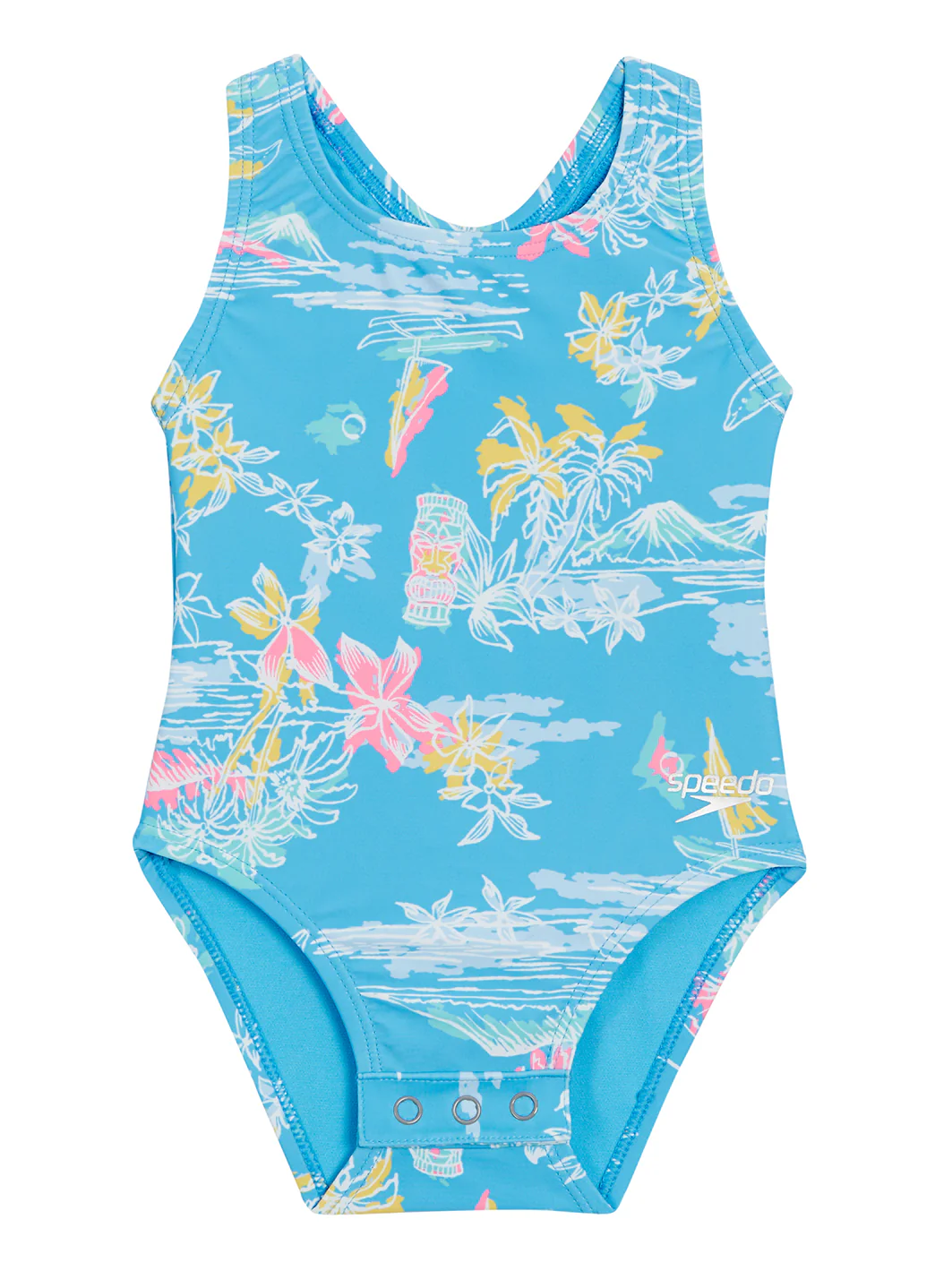 Speedo Girls' Printed Toddler One Piece Snap Swimsuit (Toddler, Little Kid) - Image 2
