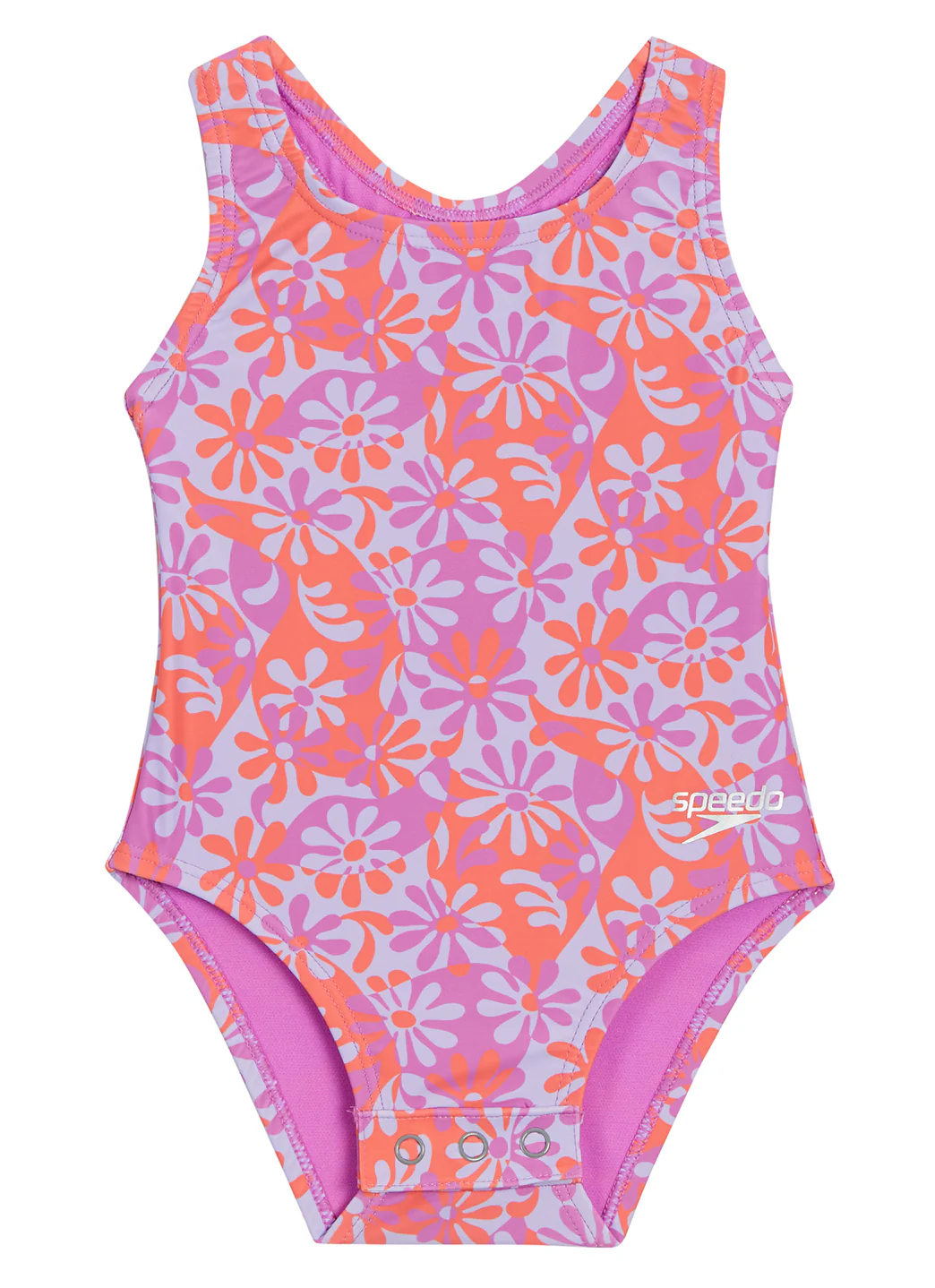 Speedo Girls' Printed Toddler One Piece Snap Swimsuit (Toddler, Little Kid) - Image 6