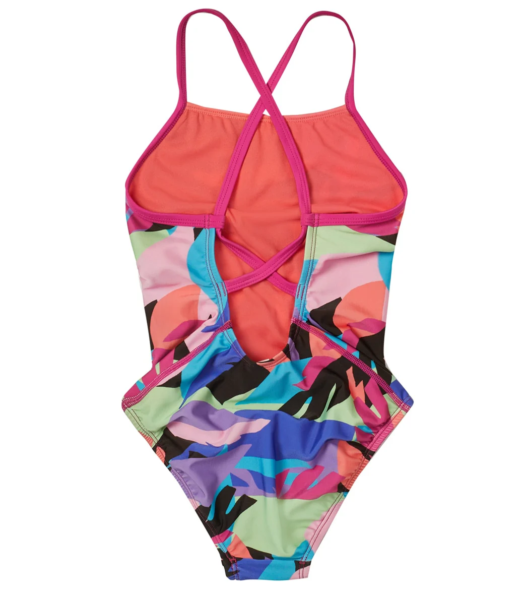 Speedo Girls' Printed X Back One Piece Swimsuit (Big Kid) - Image 10