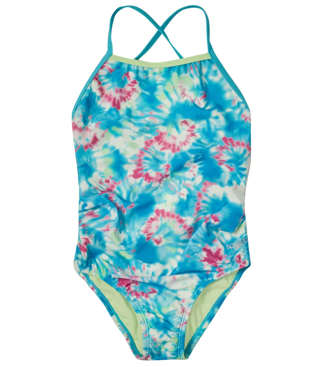 Speedo Girls' Printed X Back One Piece Swimsuit (Big Kid) - Image 5