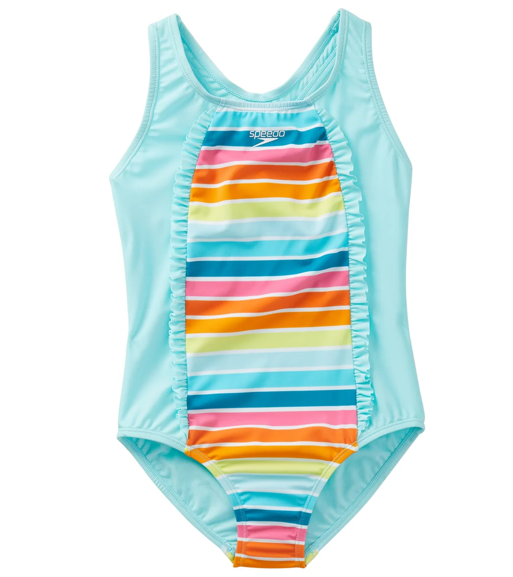 Speedo Girls' Ruffled Detail Racerback One Piece Swimsuit (Big Kid) - Image 5