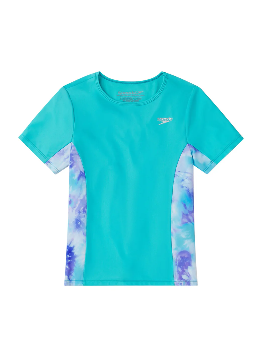 Speedo Girls' Short Sleeve Printed Splice Rashguard (Little Kid, Big Kid) - Image 5