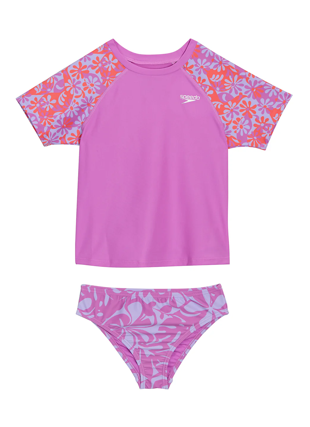 Speedo Girls' Short Sleeve Rashguard Two Piece Set (Little Kid Big Kid) - Image 5