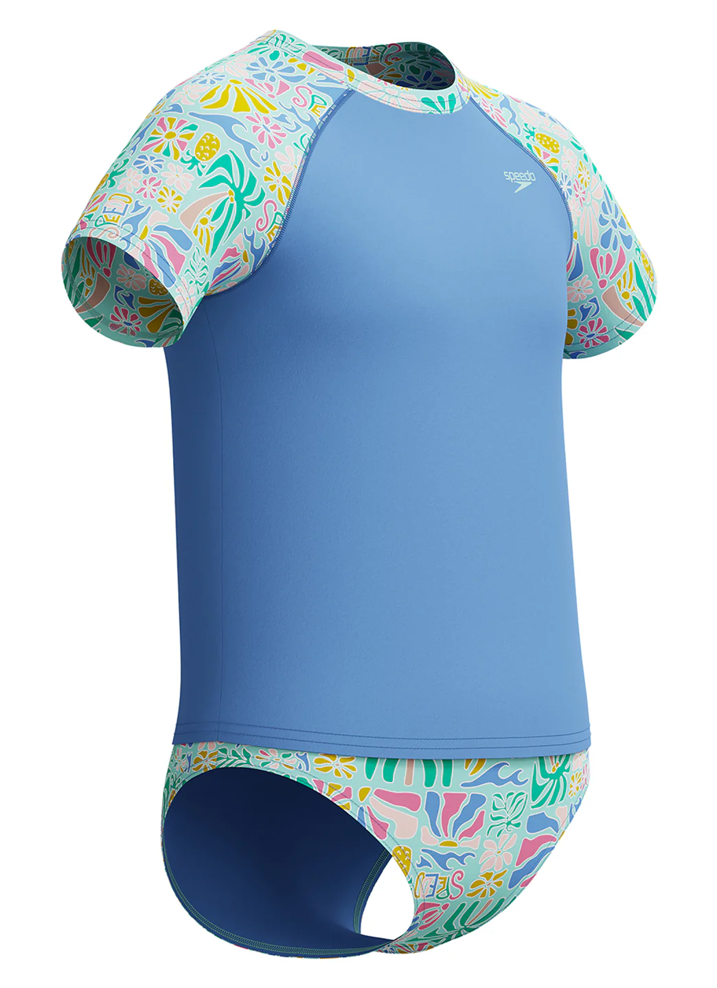 Speedo Girls' Short Sleeve Two Piece Rash Guard Set (Little Kid, Big Kid) - Image 3