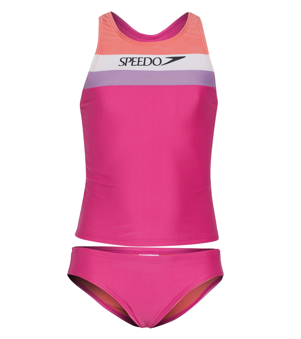 Speedo Girls' Solid Horizontal Splice Tankini Set (Big Kid) - Image 9
