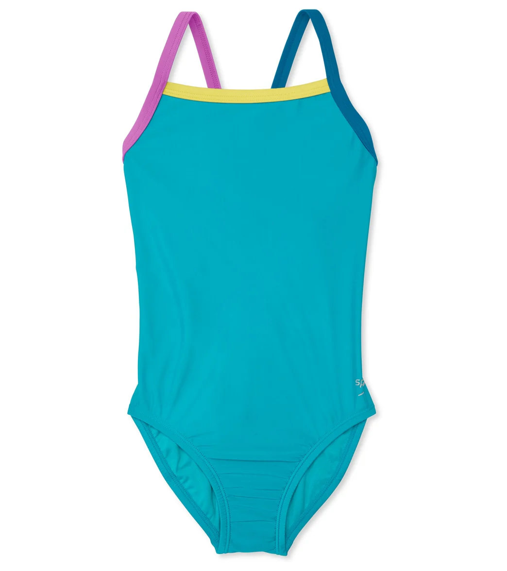 Speedo Girls' Solid Propel Back One Piece Swimsuit (Big Kid) - Image 24