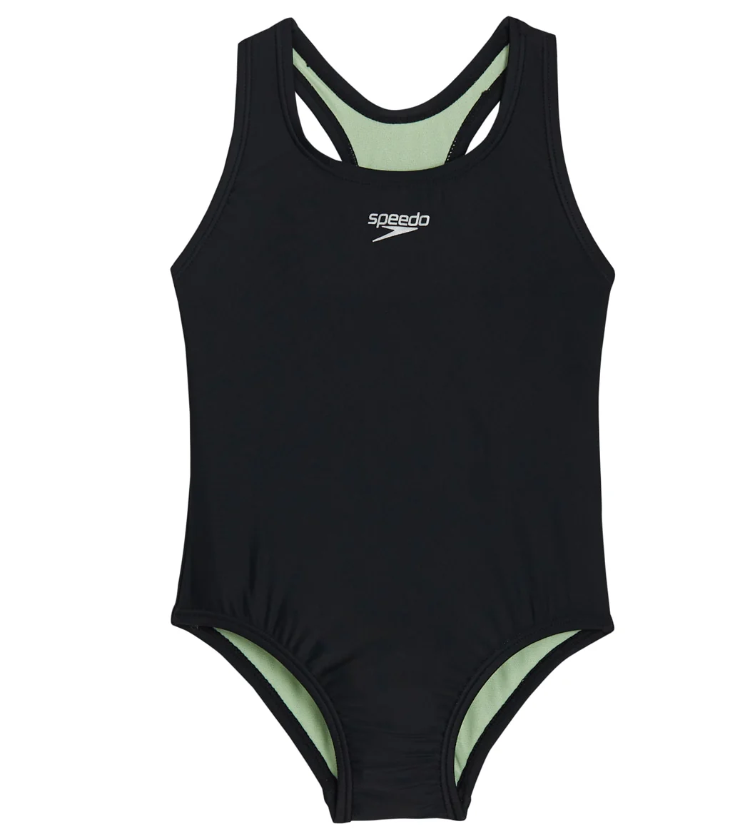 Speedo Girls' Solid Racerback One Piece Swimsuit (Little Kid, Big Kid)
