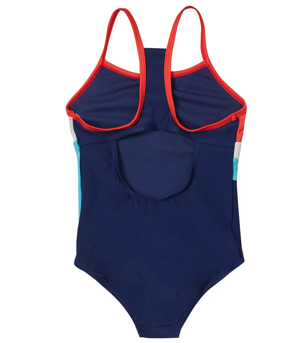 Speedo Girls' Solid Radiating Splice One Piece Swimsuit (Big Kid) - Image 2