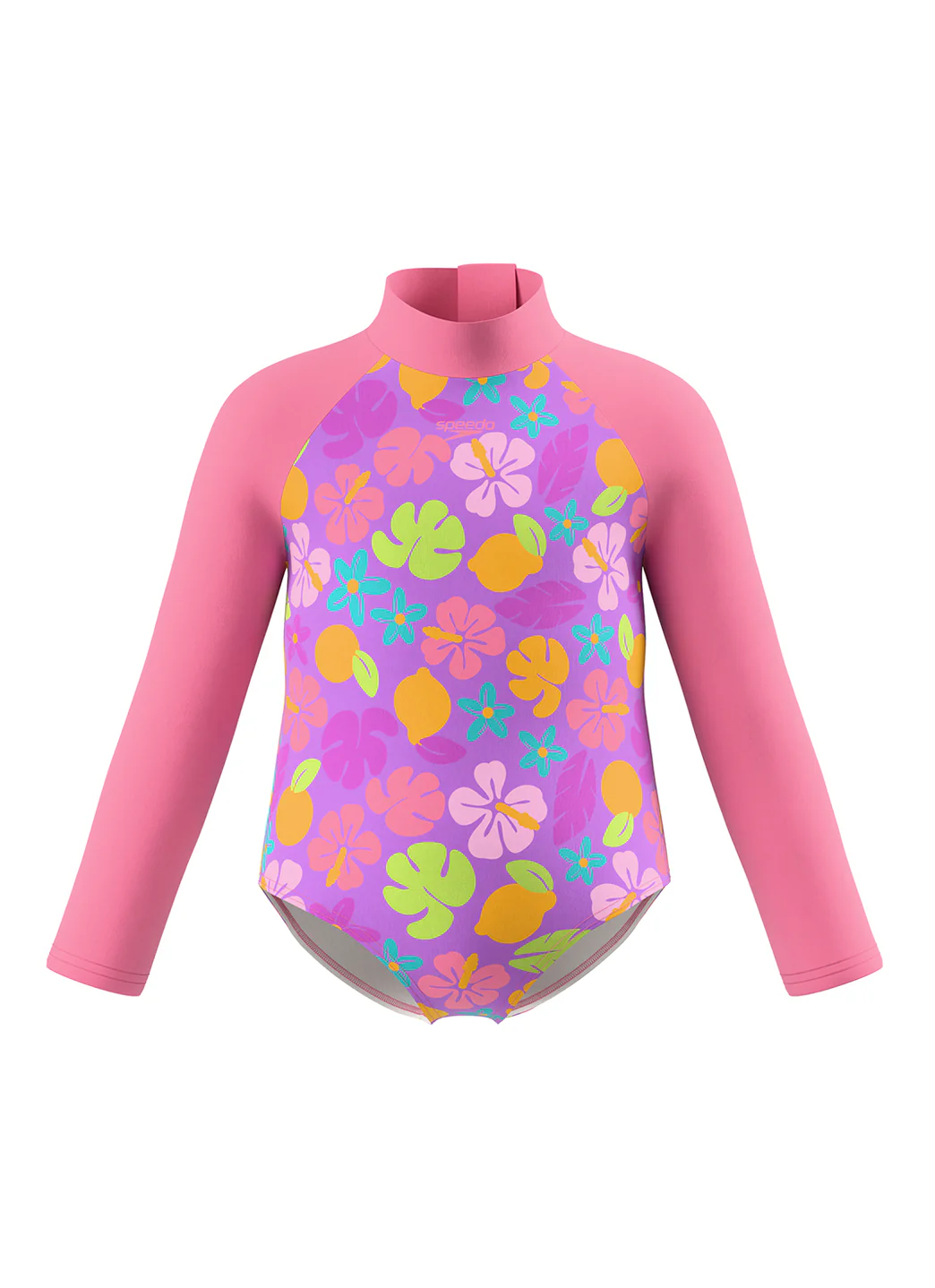 Speedo Girls' Tropical Print Long Sleeve One Piece Swimsuit (Baby, Toddler, Little Kid) - Image 3