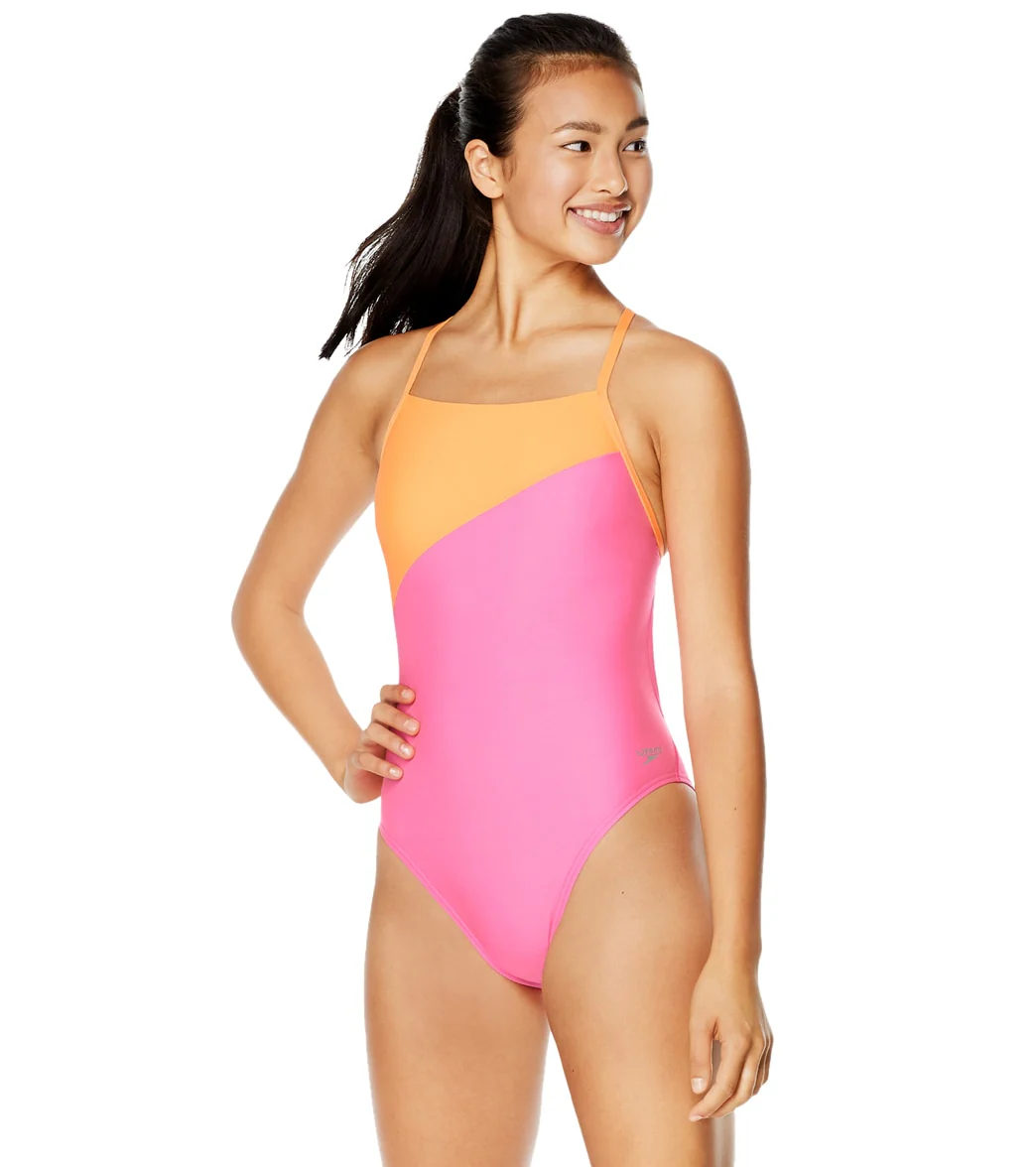Speedo Vibe Women's Splice Tie Back One Piece Swimsuit - Image 6