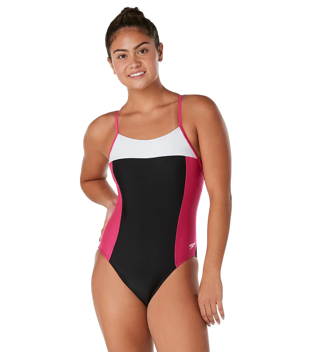 Speedo Women's Color Block Relay Back One Piece Swimsuit - Image 6