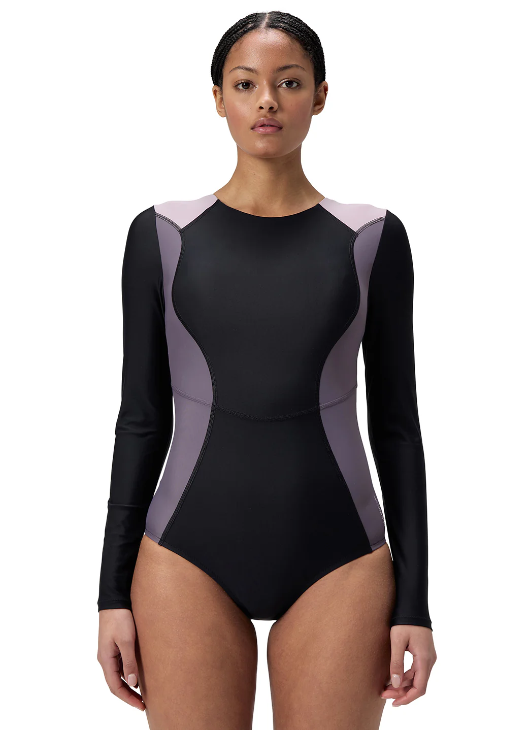 Speedo Women's Colorblock Long Sleeve Zip Back One Piece Swimsuit - Image 2
