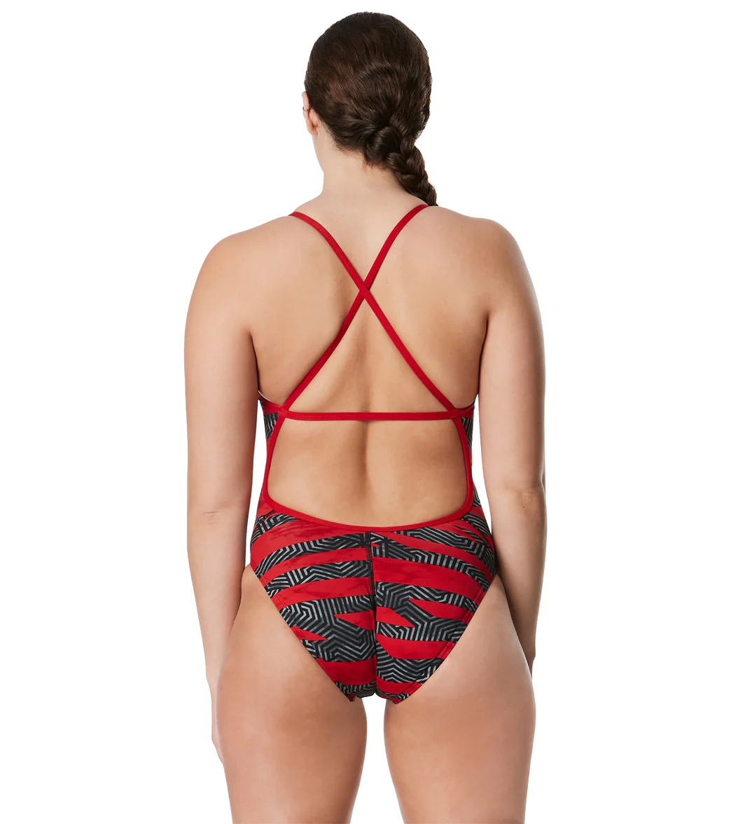 Speedo Women's Contort Stripes Crossback One Piece Swimsuit - Image 18