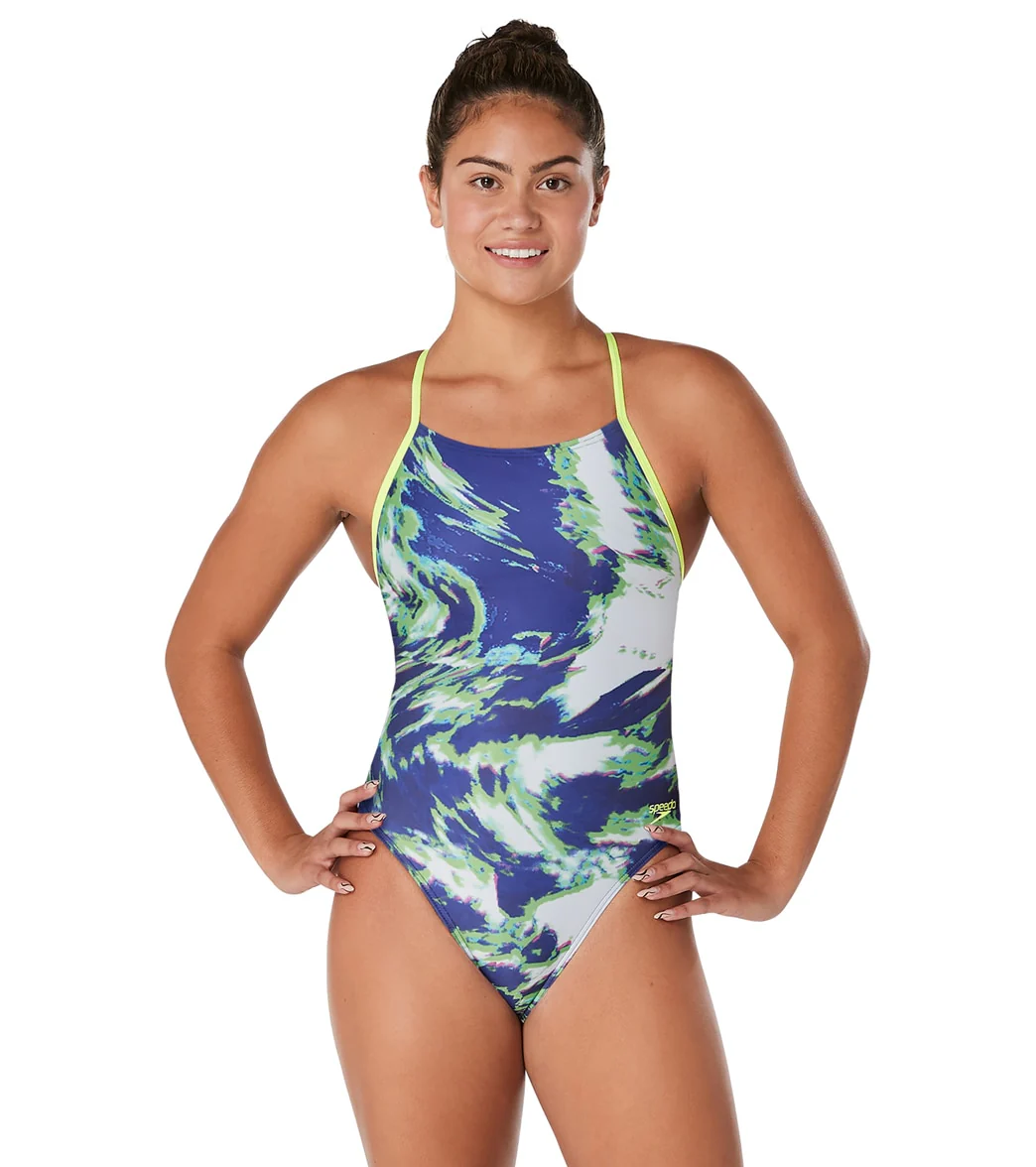 Speedo Women's Cyclone Swirl Crossback One Piece Swimsuit - Image 48
