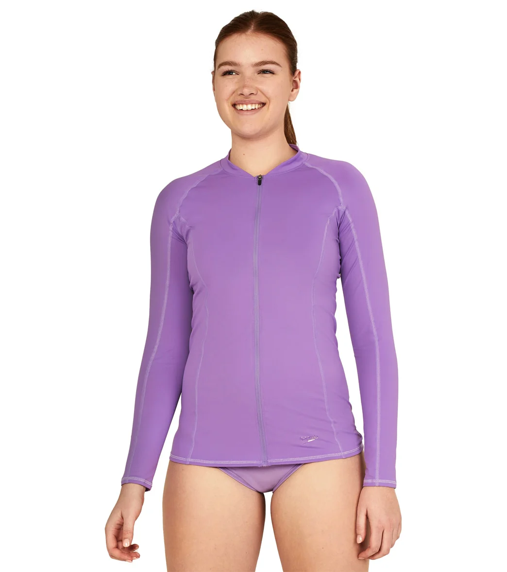 Speedo Women's Full Zip Long Sleeve Colorblock Rashguard - Image 5
