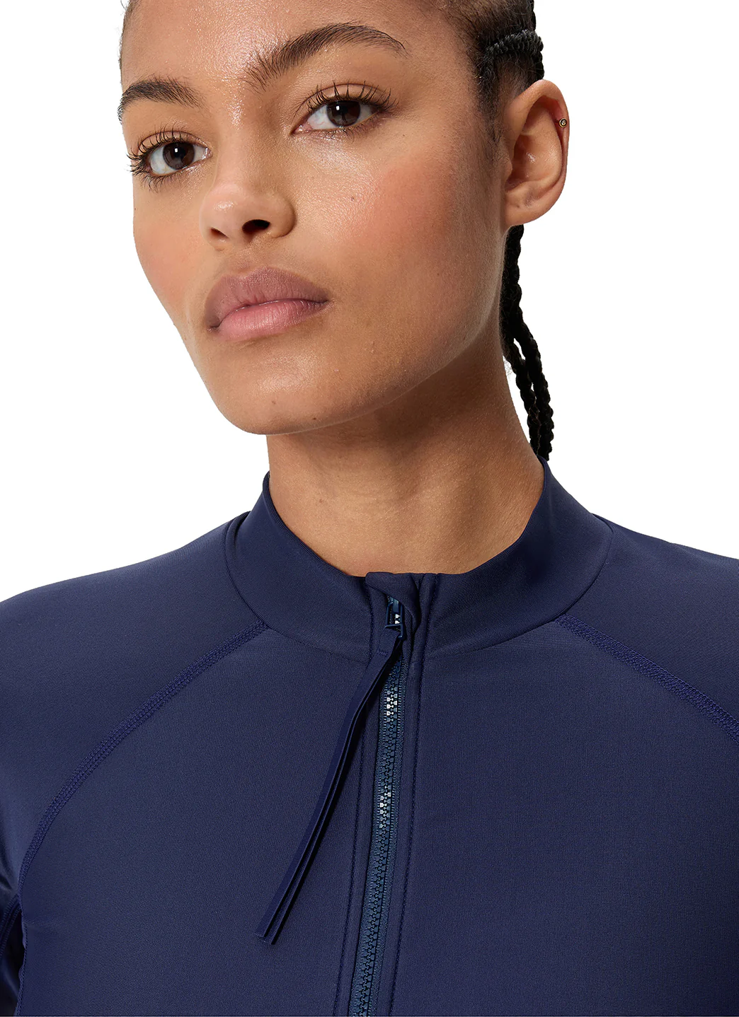 Speedo Women's Solid Front Zip Long Sleeve Rash Guard - Image 11