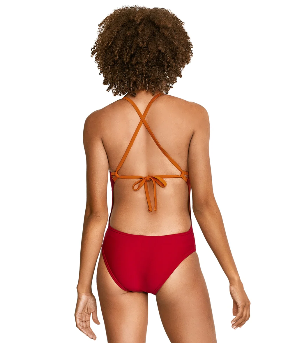 Speedo Women's Solid Tie Back One Piece Swimsuit - Image 34