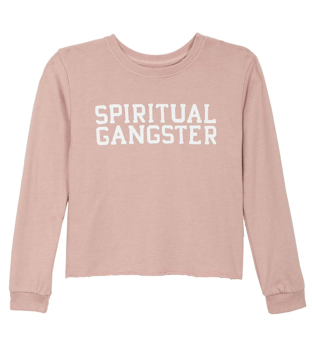 Spiritual Gangster Kids Girls SG Varsity Crop Yoga Sweatshirt - Image 3