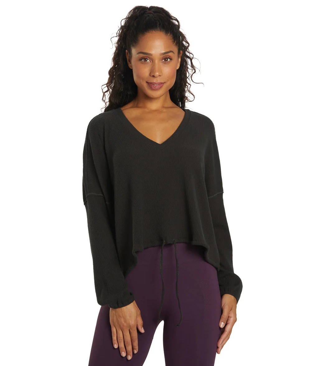 Spiritual Gangster Long Sleeve Drawstring V Neck Top - Image 7