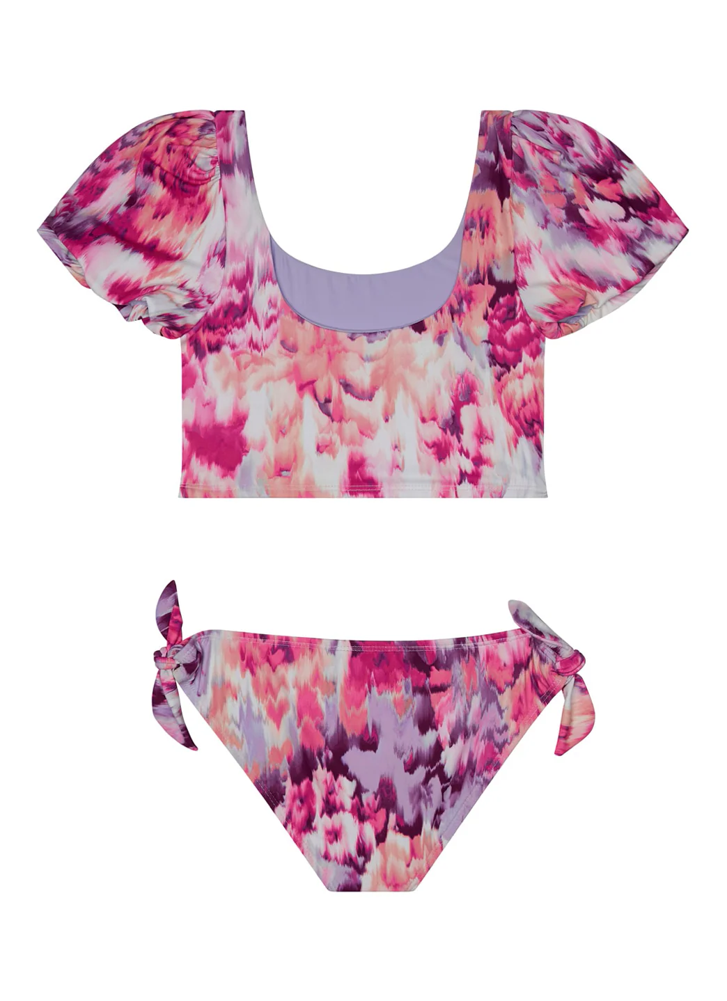 Splendid Girls' Amalfi Floral Puff Sleeve Two Piece Bikini Set (Big Kid) - Image 2