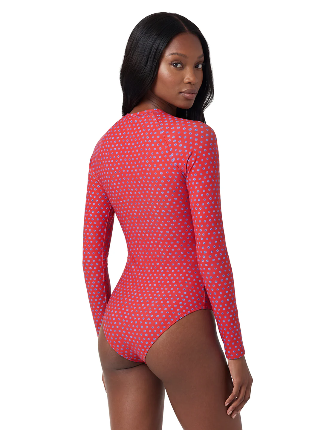 Sporti Active Tidal Dots Zip Front Long Sleeve One Piece Swimsuit - Image 4