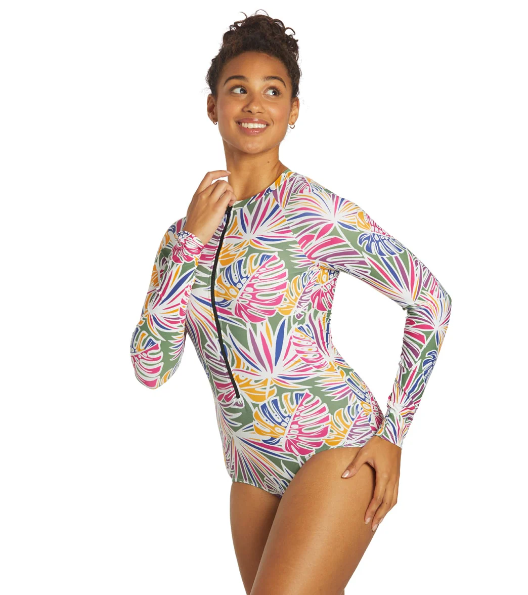 Sporti Active Tropical Palm One Piece L/S Zip Front - Image 5
