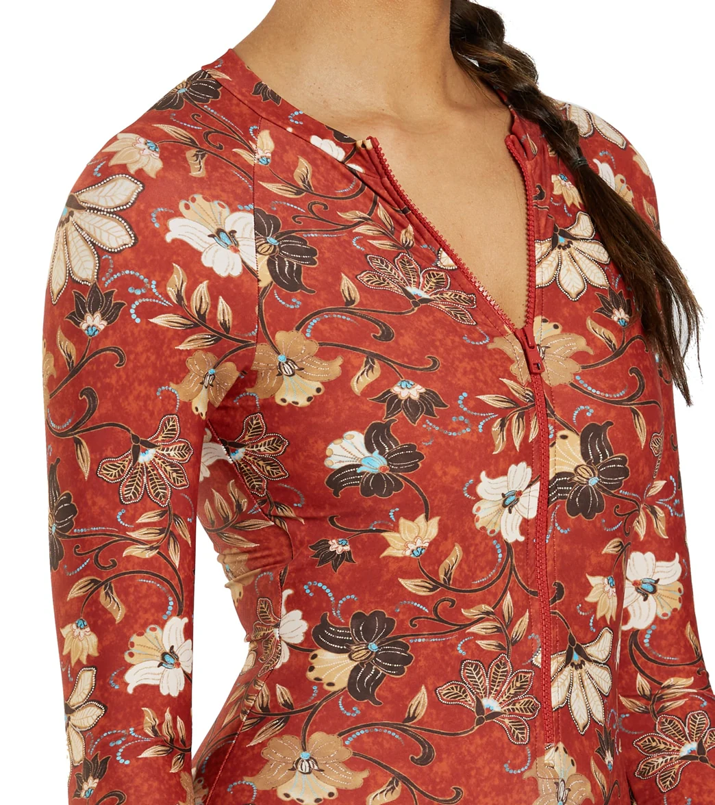Sporti Active Vintage Bali Zip Front Long Sleeve One Piece Swimsuit - Image 5