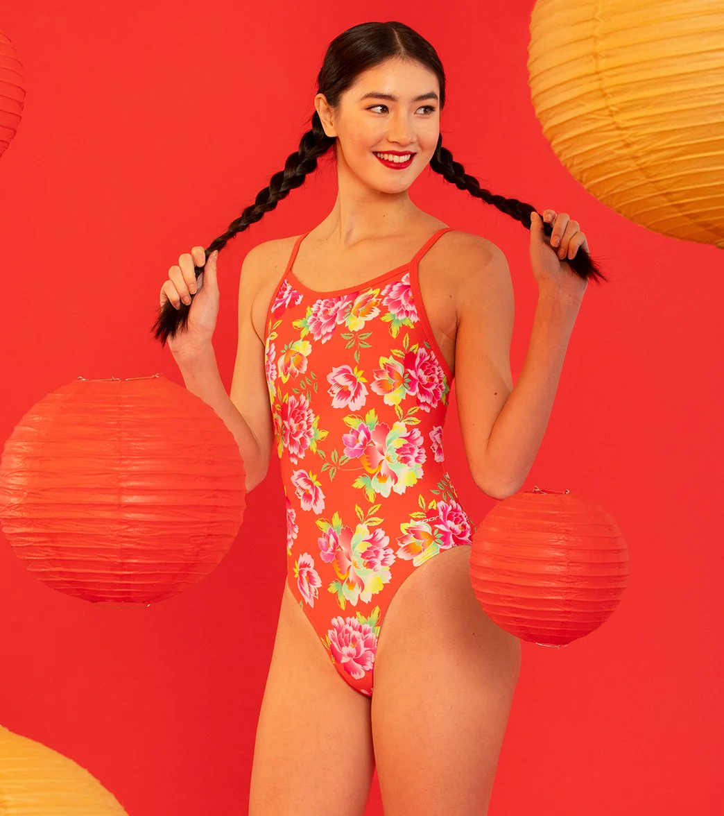 Sporti Chinoiserie Floral Thin Strap One Piece Swimsuit - Image 7