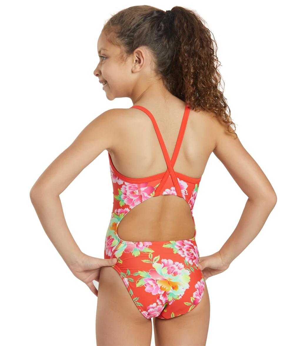 Sporti Chinoiserie Floral Thin Strap One Piece Swimsuit Youth (22-28) - Image 3