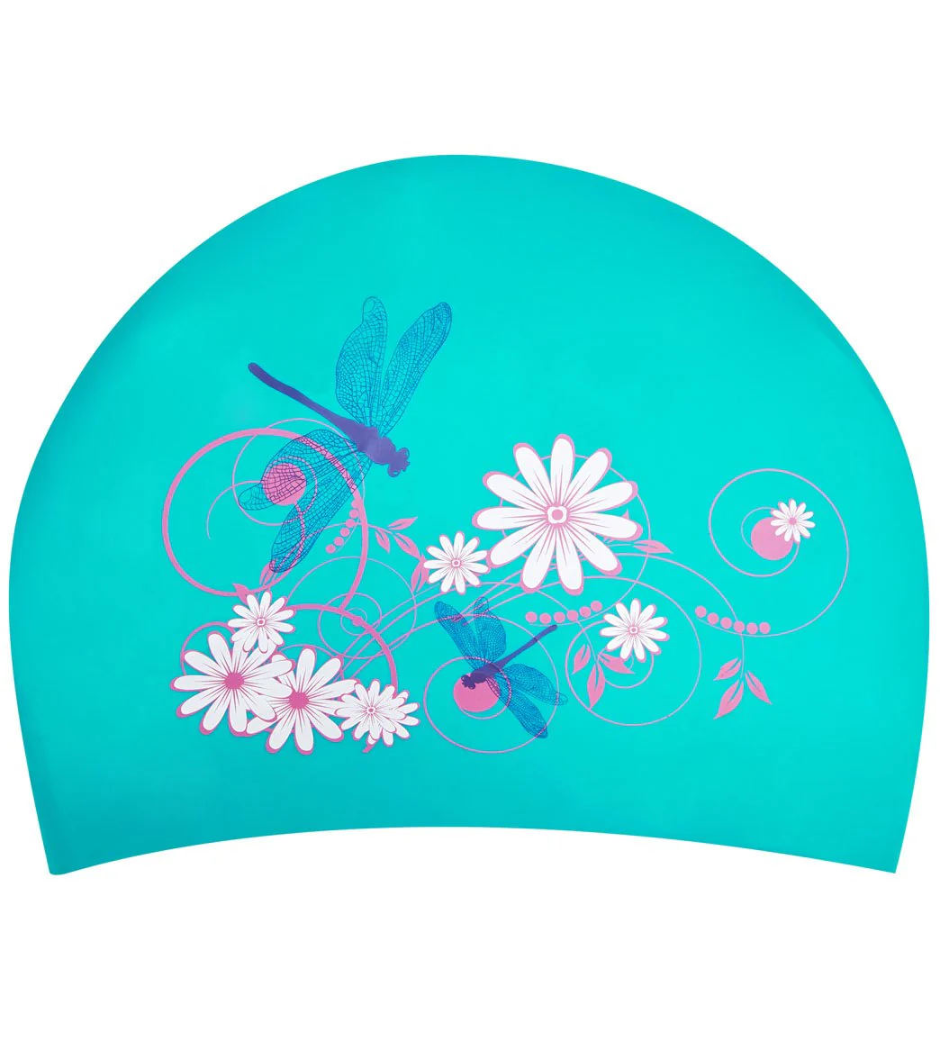 Sporti Dragonfly Long Hair Silicone Swim Cap - Image 2