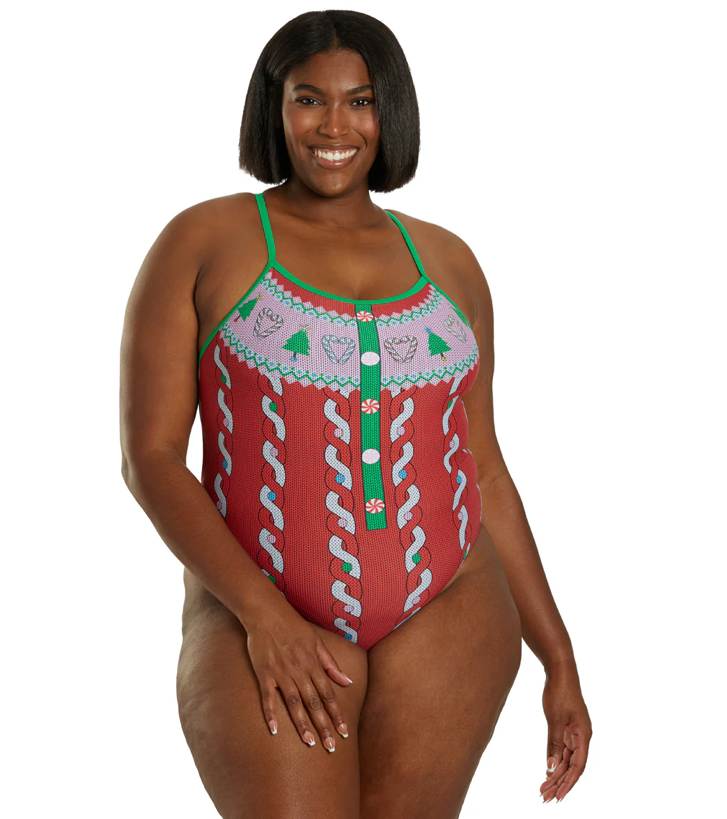 Sporti Granny Sweater Candy Cane Thin Strap One Piece Swimsuit (22-44) - Image 9