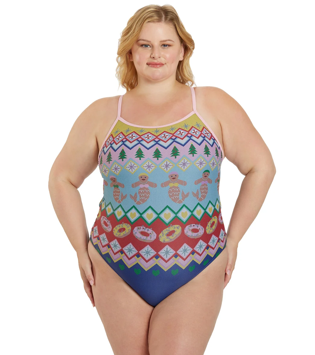 Sporti Granny Sweater Gingerbread Mermaid Thin Strap One Piece Swimsuit - Image 9