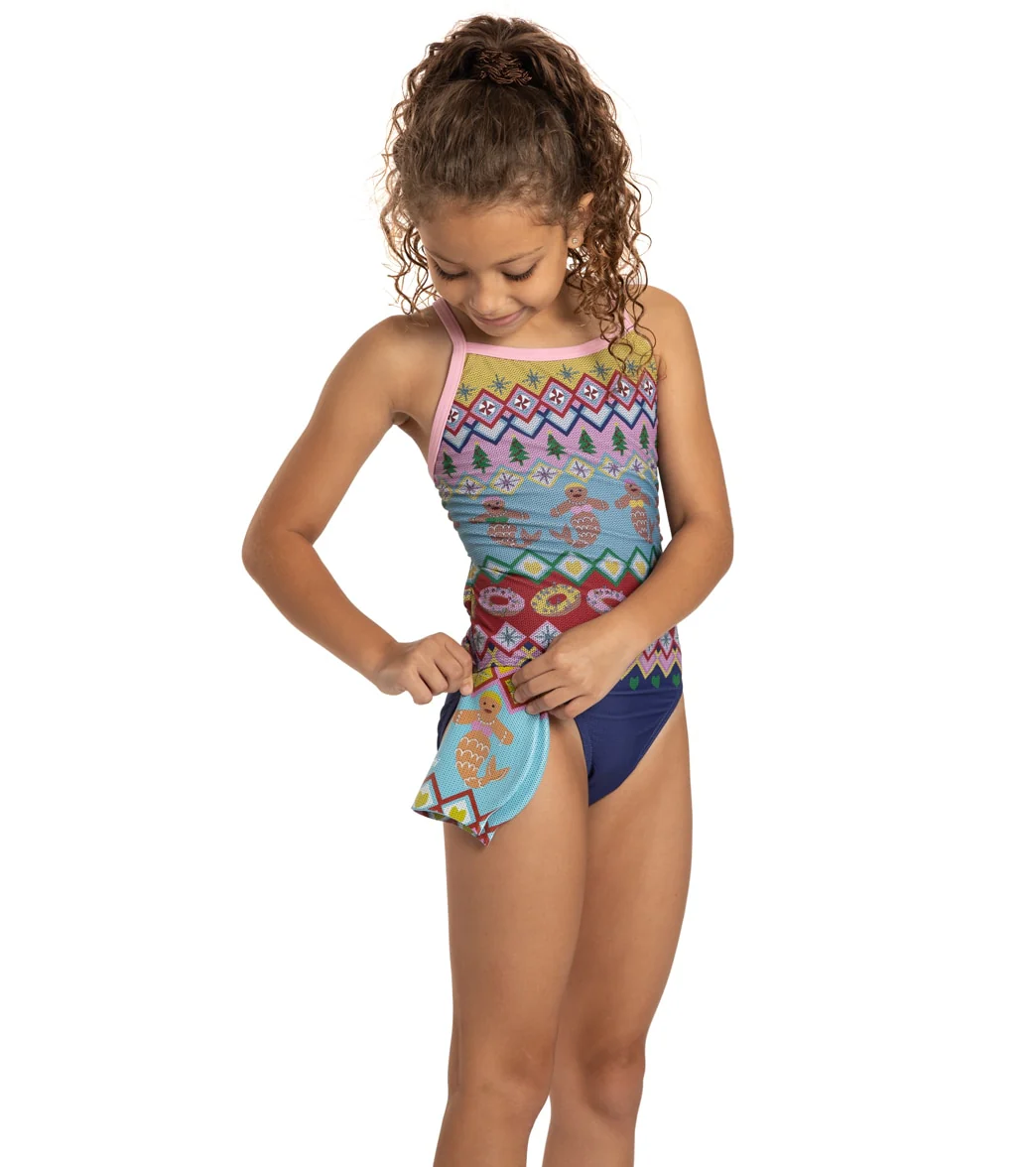 Sporti Granny Sweater Gingerbread Mermaid Thin Strap One Piece Swimsuit Youth (22-28) - Image 4
